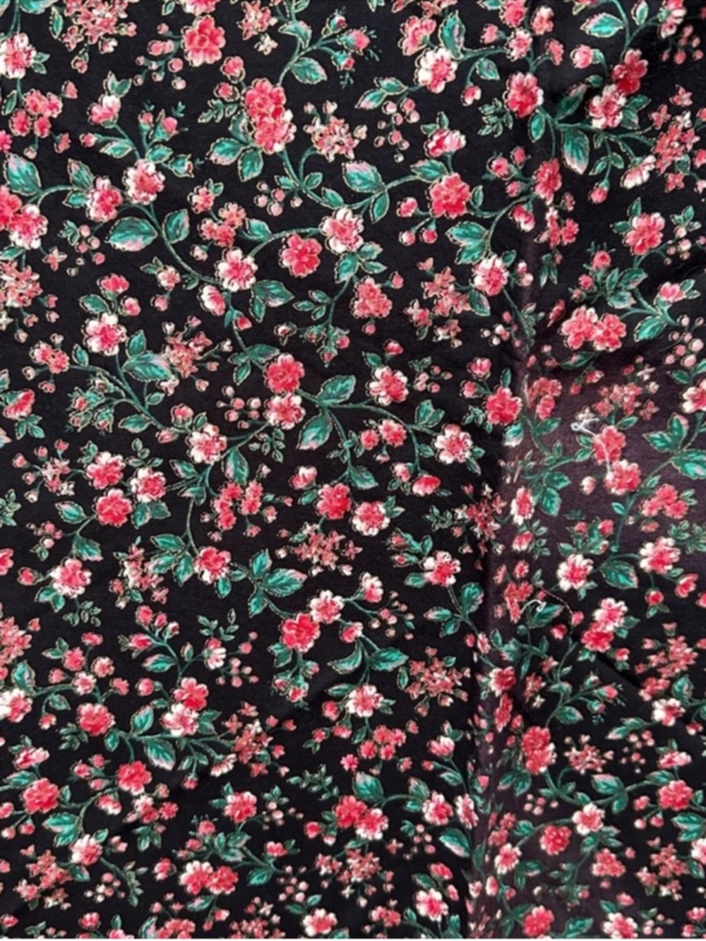 Vintage black floral chintz fabric Concord fabrics 70”x42”